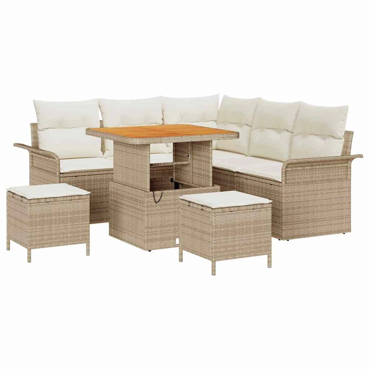 vidaXL Garten-Sofa-Set Höhenverstellbar 8-Tlg Beige Poly Rattan 3362131 günstig online kaufen
