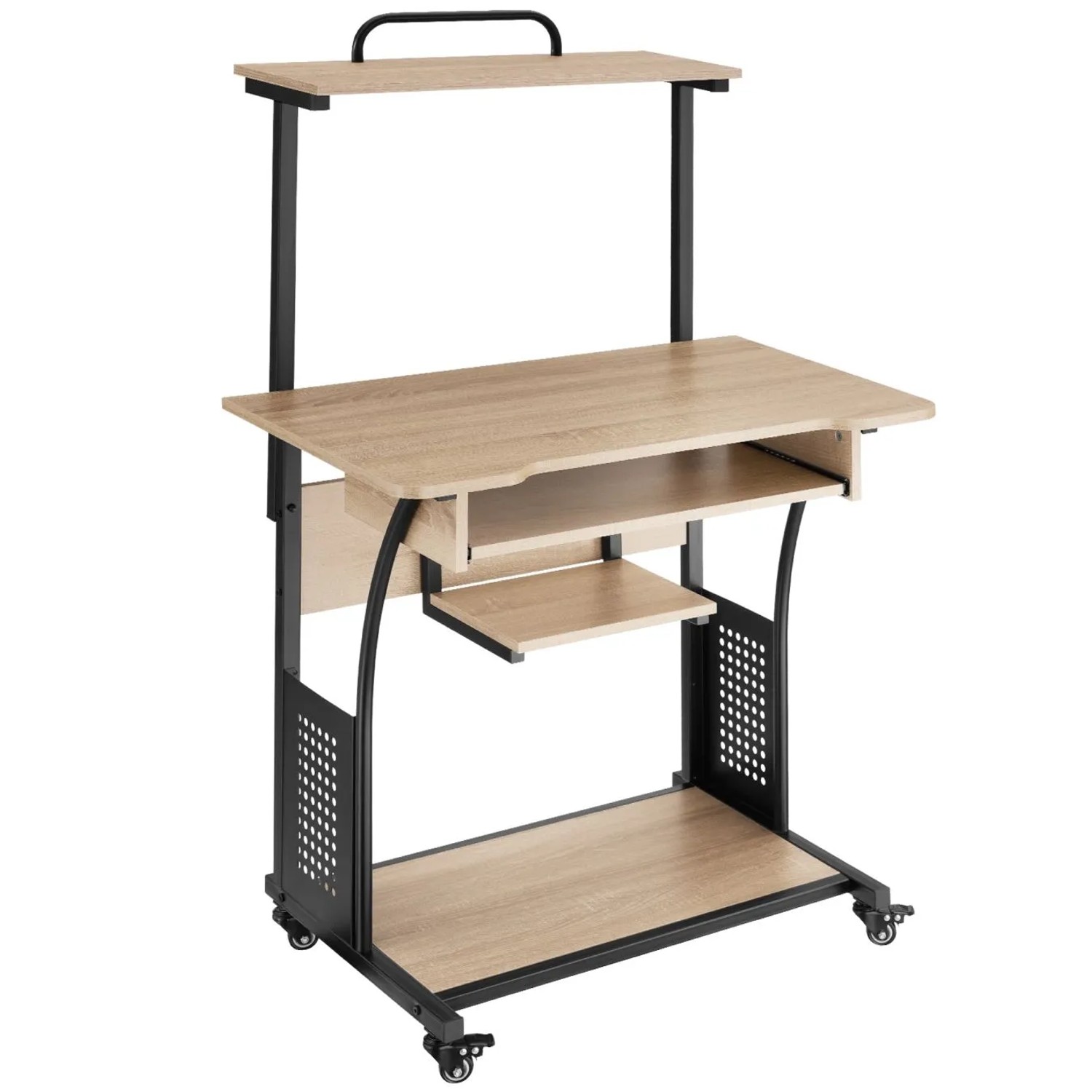 Tectake Schreibtisch Fife Industrial Style Holz und Stahl  80 x 65 50 x 130 50 cm Industrial Holz Hell  Eiche Sonoma