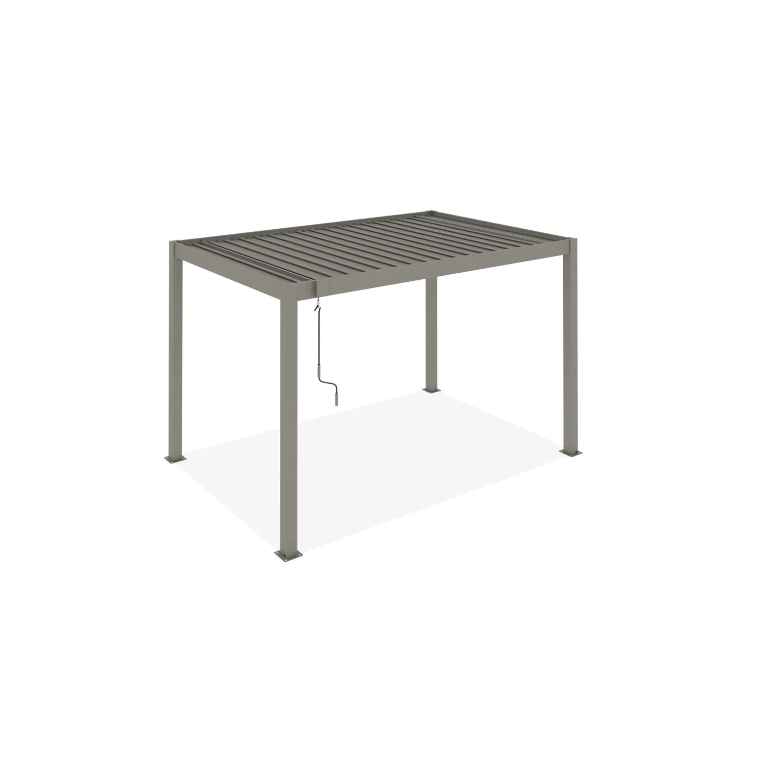 Freistehende, taupefarbene Cazeboo Piana Bioklimatische Pergola 3x2m aus Aluminium.