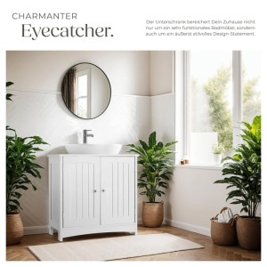 Tectake Waschbeckenunterschrank Jasper 2 Geräumige Fächer Spanplatte und Mdf Platte 30 x 62 x 60 cm Weiß
