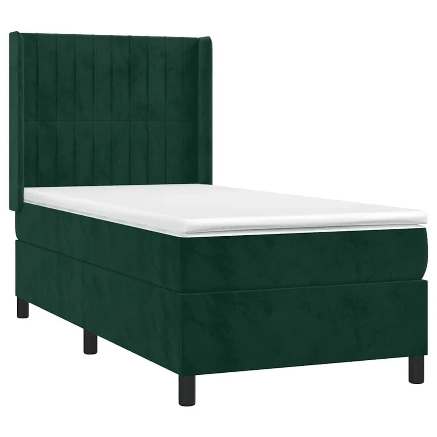 vidaXL Boxspringbett mit Matratze Dunkelgrün 80x200 cm Samt 3132768