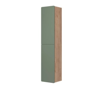 Vicco Hochschrank Izan in Grün/Goldkraft Eiche, Badregal mit zwei Fächern.