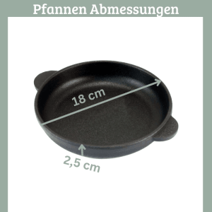DELUKE Servierpfanne Gusseisen MODI MIT HOLZUNTERSETZER 18cm Ø Gusseiserne Grillpfanne Gusspfanne Rund für Backofen Grill