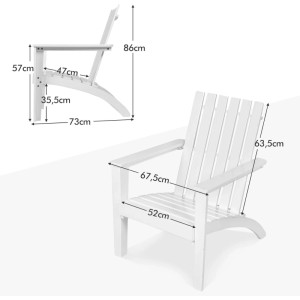 Costway Adirondack Stuhl Adirondack Chair Bis 160 kg Belastbar Weiß