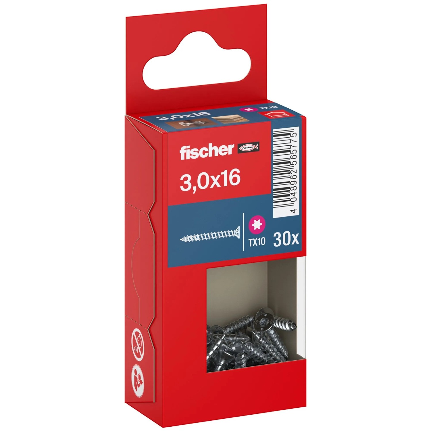 Fischer Schraube PowerFast FPF II CTF BC SK TX VG Ø 3 mm x 16 mm Silber 30 Stück