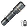 LED Akku-Taschenlampe, dimmbar & zoombar, mit Clip. Ideal für Outdoor & Camping.