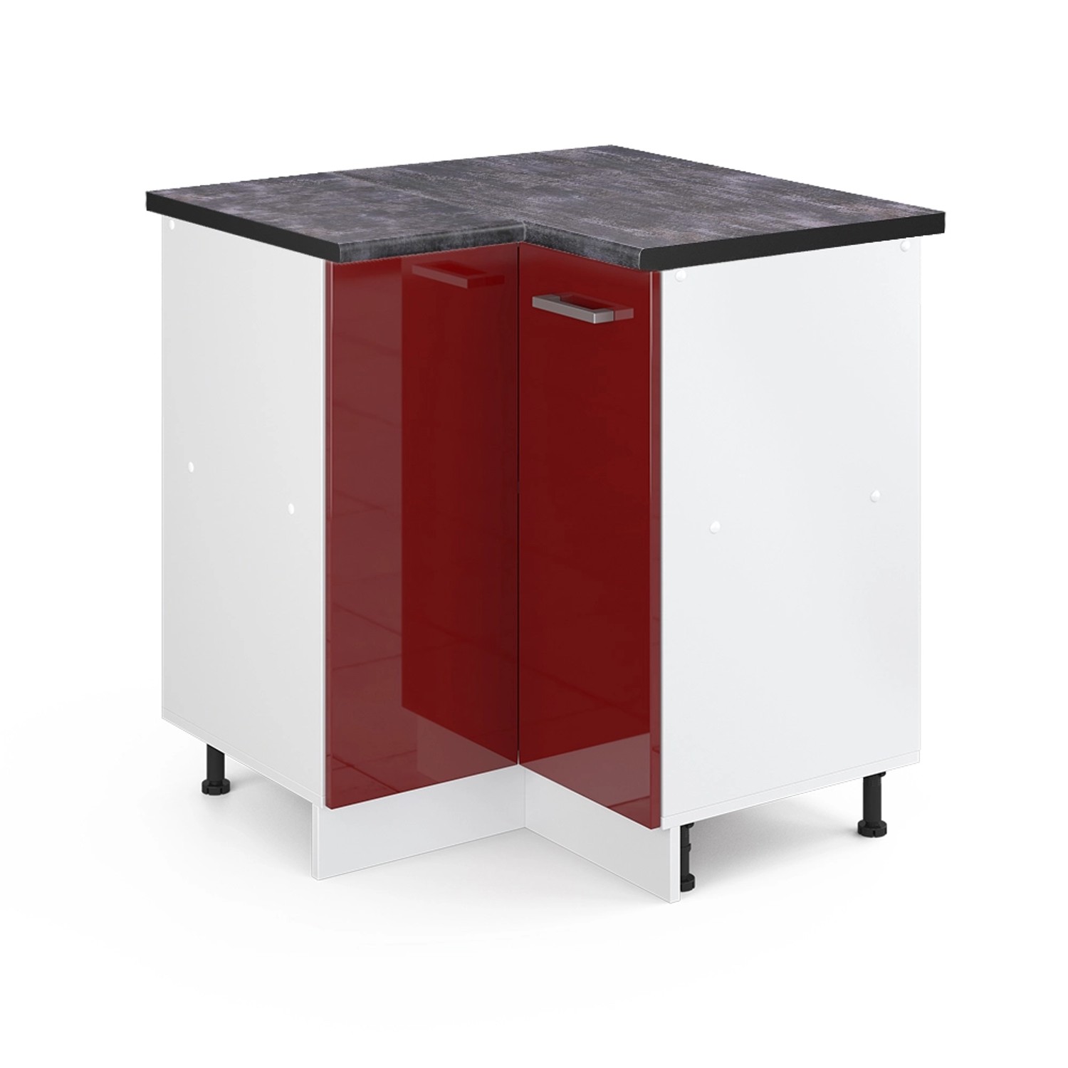 Vicco Eckunterschrank R-Line Bordeaux Hochglanz/Weiß 76 cm AP Eiche günstig online kaufen
