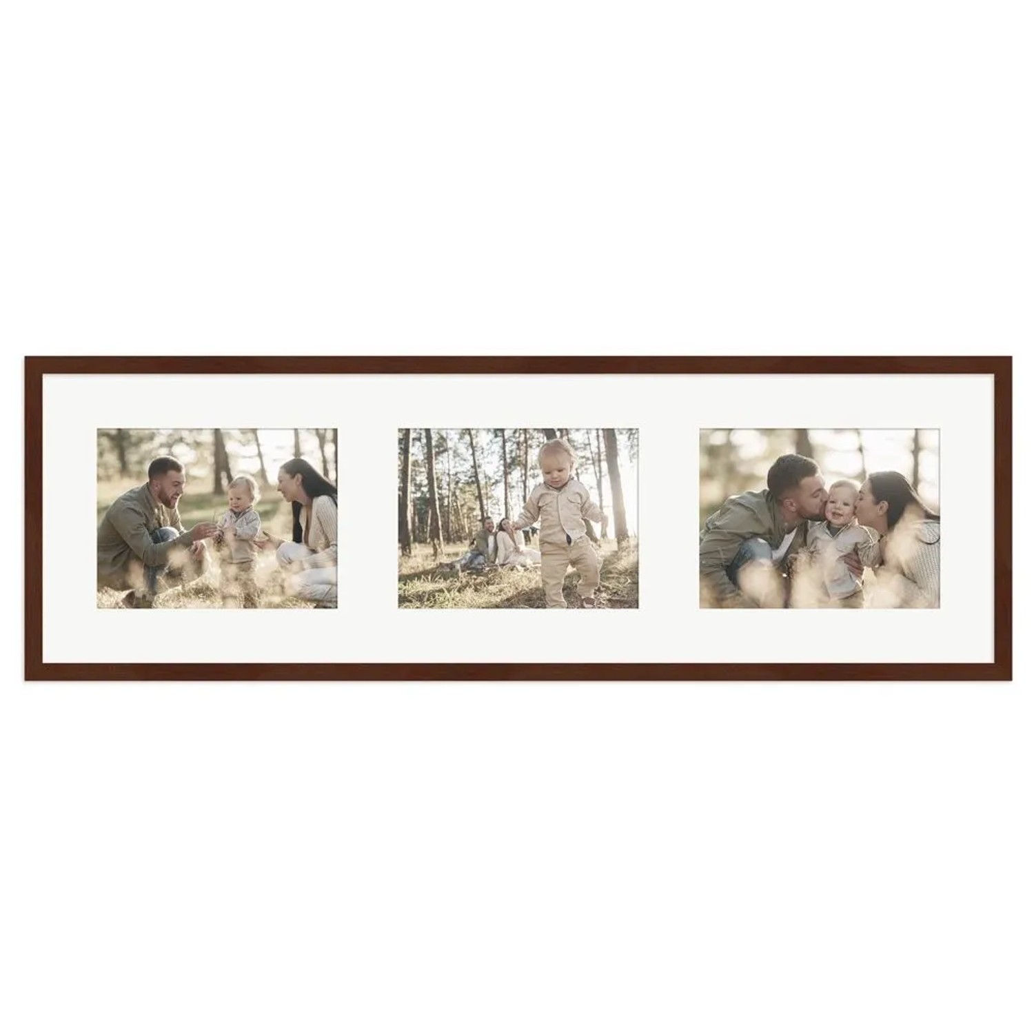 WANDStyle Galerierahmen G950 in Nussbaum 25 x 80 cm für 3 Bilder im Format 15 x 20 cm