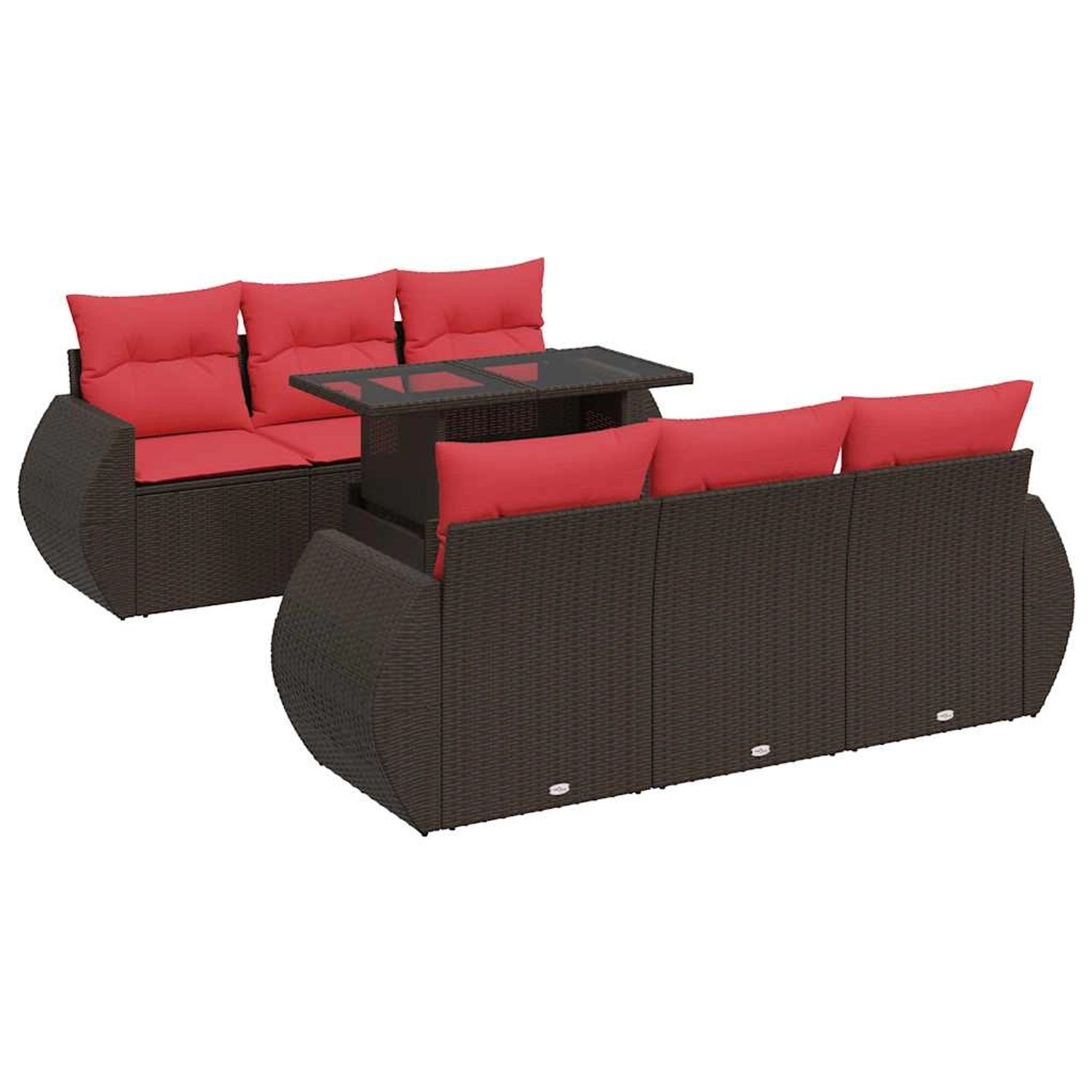 vidaXL 7-Tlg Garten-Sofagarnitur mit Kissen Braun Poly Rattan Akazie 332658 günstig online kaufen