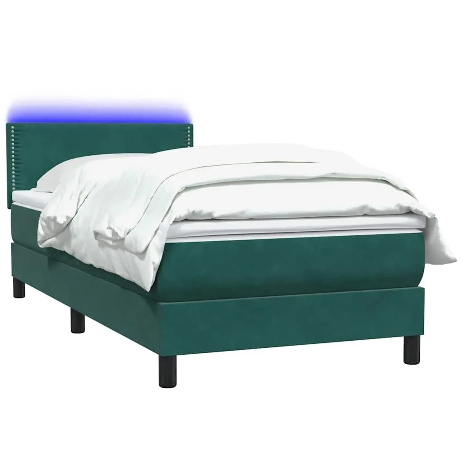 vidaXL Boxspringbett mit Matratze & LED Dunkelgrün 80x220 cm Samt 3316812 günstig online kaufen