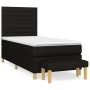 Schwarzes vidaXL Boxspringbett (90x200 cm) mit Matratze und Bank, Stoffbezug.