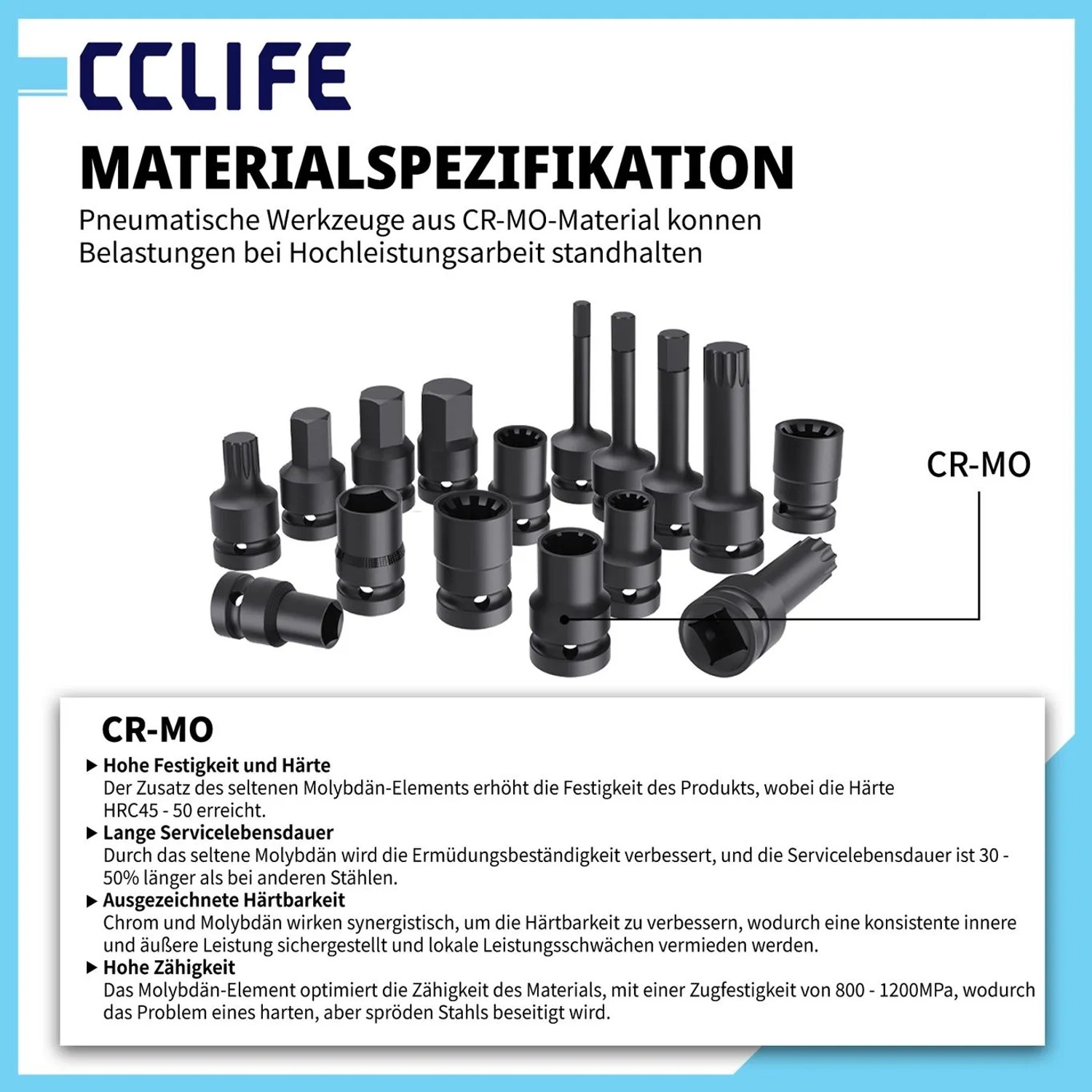 CCLIFE 16-tlg. Bremszylinder Stecknuss Satz 1/2 Zoll. Verschiedene schwarze PT-, Mehrkant- & Sechskantnüsse für Bremssattel.