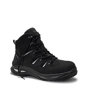 Schwarzer Elten Sicherheitsstiefel Nelson XXG Mid ESD S3 HI, Größe 39, aus Nubukleder und Cordura.