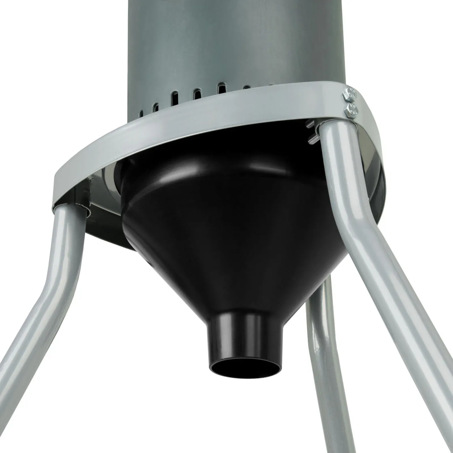 Detailaufnahme: EBERTH Getreidemühle mit Standfuß und Trichter für Zubehör für Geflügel.