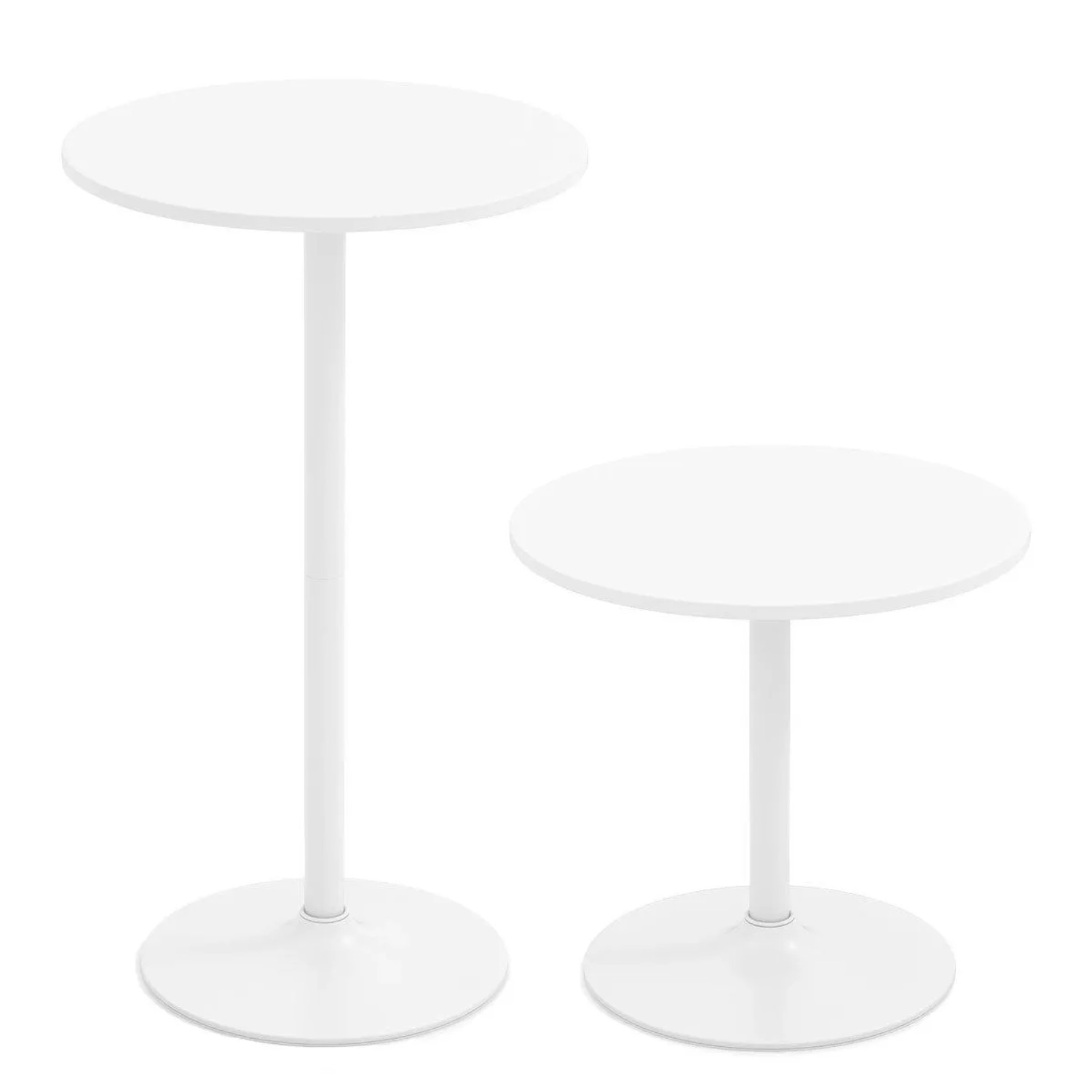 Costway 2 Pcs Stehtisch Ø 60 cm 2 In 1 Bartisch Höhenverstellbar Weiß