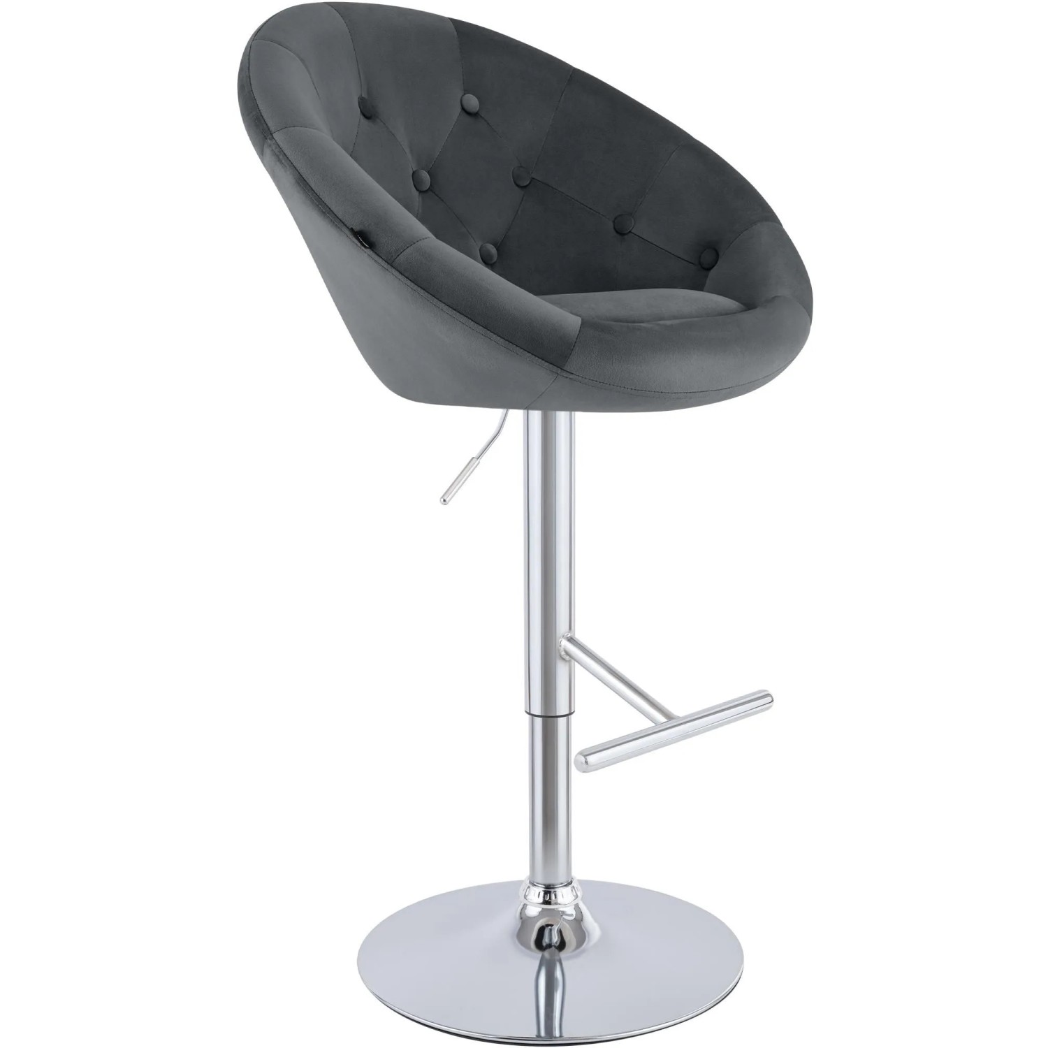 CLP Barhocker London Samt Dunkelgrau/Chrom
