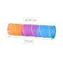 Farbenfroher Relaxdays Pop Up Spieltunnel für Kinder in Orange, Lila, Blau. 170 cm lang, Ø 45 cm.
