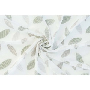 Transparenter, grüner Bricoflor Vorhang Keela mit Blätter-Muster und verdeckten Schlaufen.