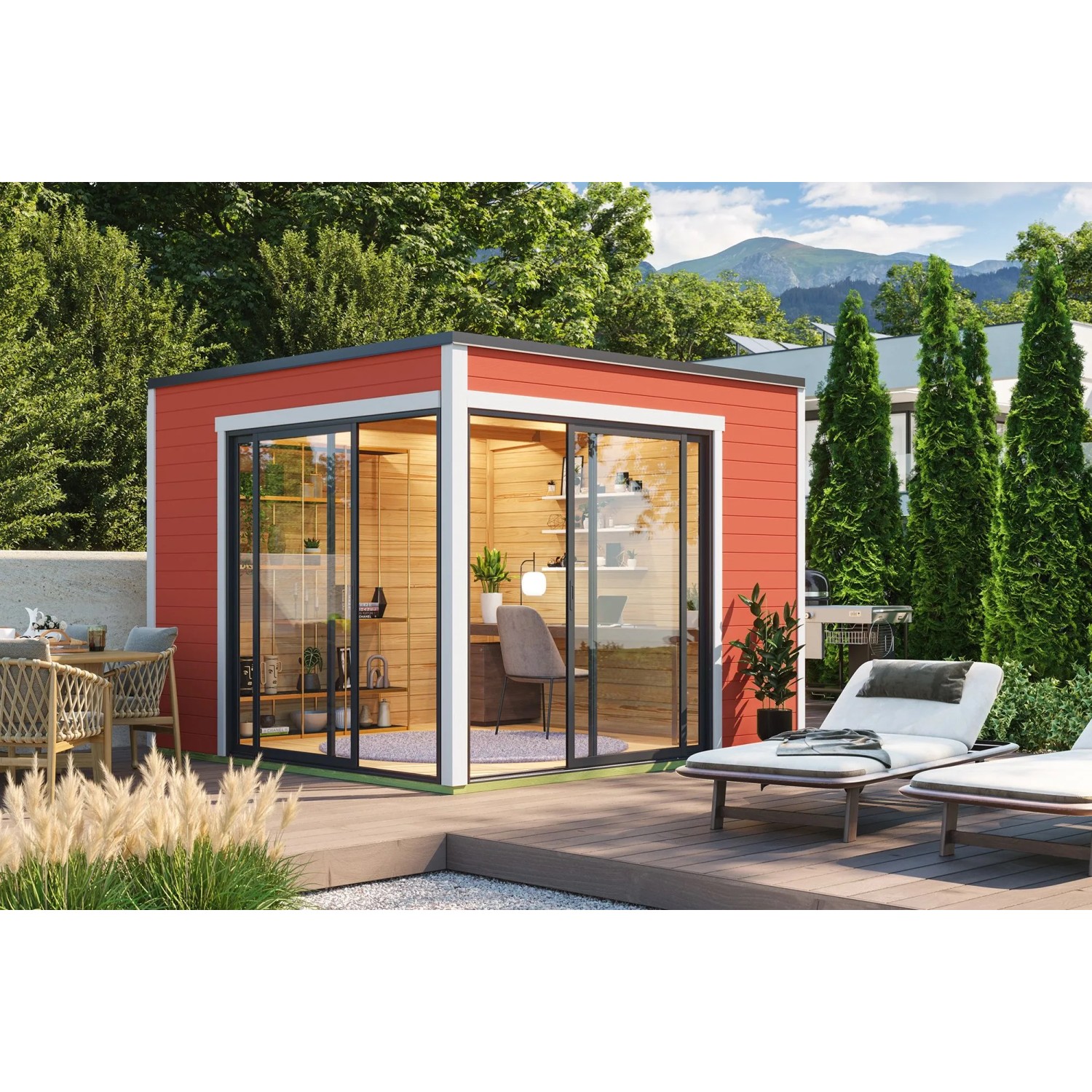 Lasita Gartenhaus Palermo 3 Schwedenrot 300 cm x 300 cm