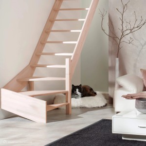 Treppen Intercon Holztreppe Casablanca Raumspartreppe Buche Massiv Naturbelassen Rechtsgewendelt Mit 60 cm Treppenbreite Ohne Geländer Ohne Setzstufen