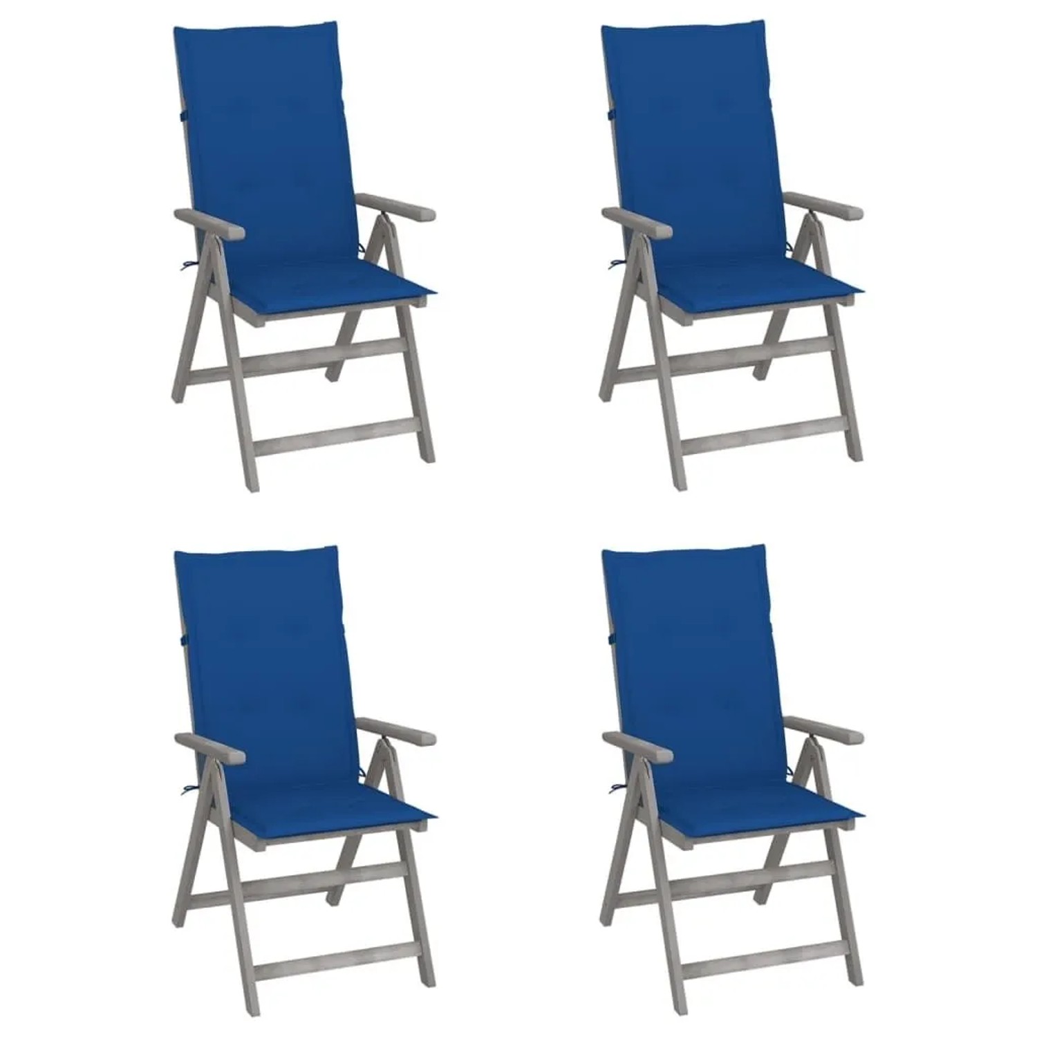 vidaXL Hochlehner Verstellbar 4 Stk mit Auflagen Massivholz Akazie 3065387