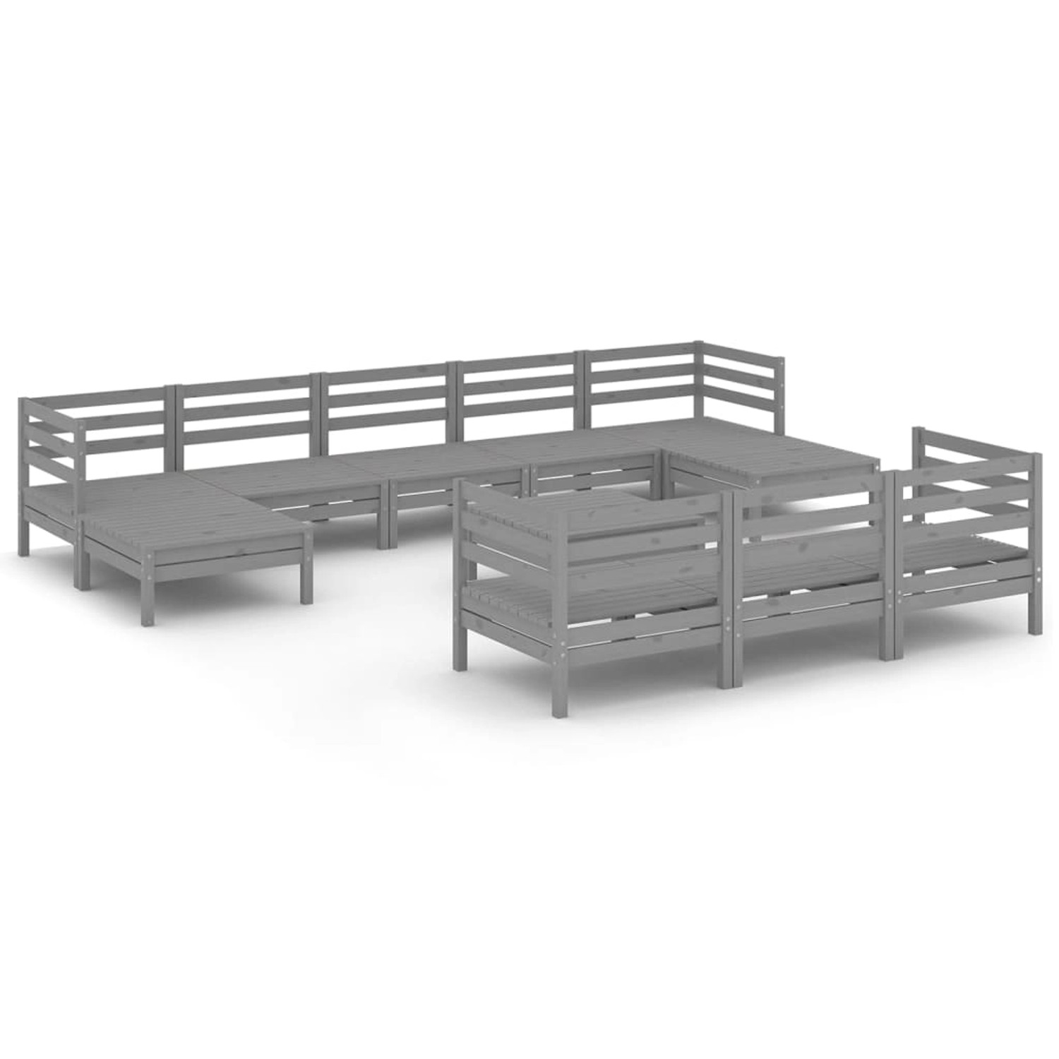 vidaXL 11-tlg Garten-Lounge-Set Grau Massivholz Kiefer Modell 8