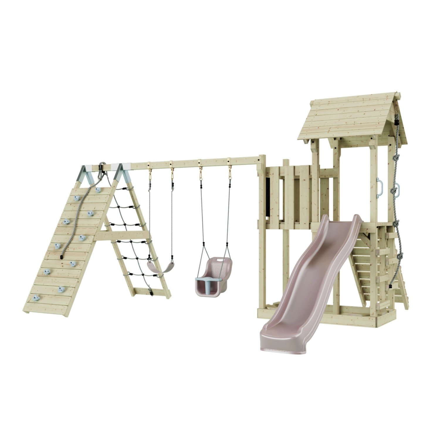 OutdoorToys Spielturm Roskilde mit Babyschaukel Altrosa günstig online kaufen