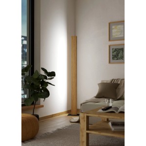 Smarte Eglo LED-Stehleuchte Anchorena-Z in Schwarz-Braun, 153,5 cm hoch, mit RGB/CCT Funktion.