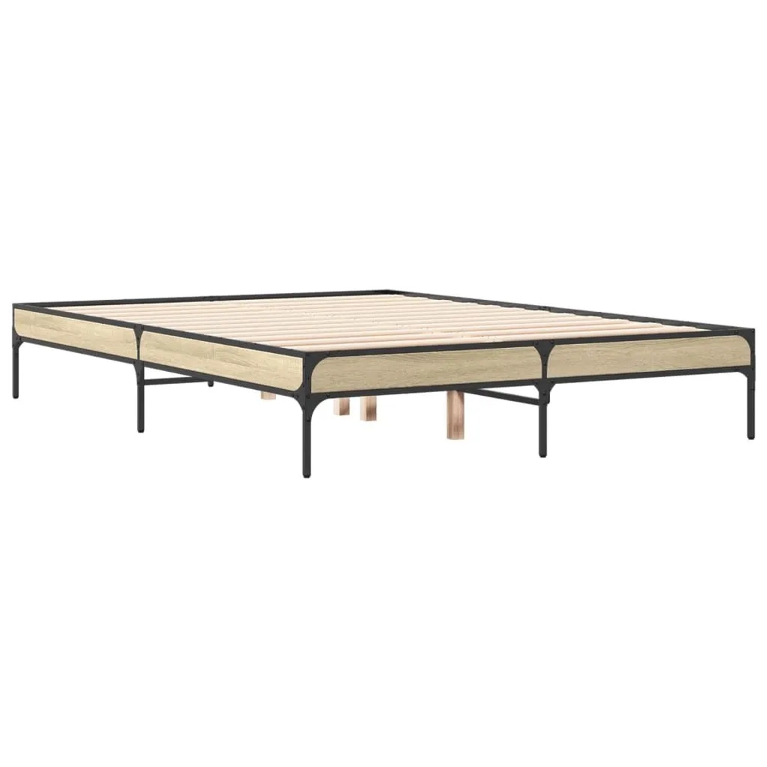 vidaXL Bettgestell Sonoma-Eiche 120x200 cm Holzwerkstoff und Metall 845022 günstig online kaufen