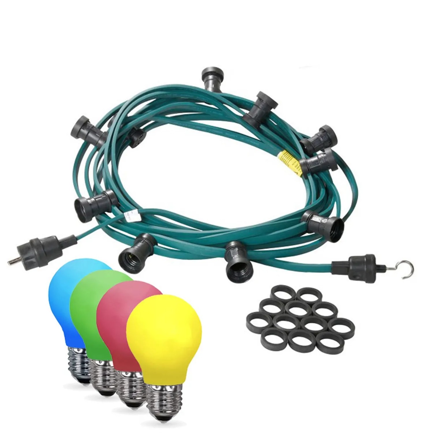 Satisfire Illu- Partylichterkette 40m Grün Außen Biergarten 60 Bunte LED Tropfenlampen
