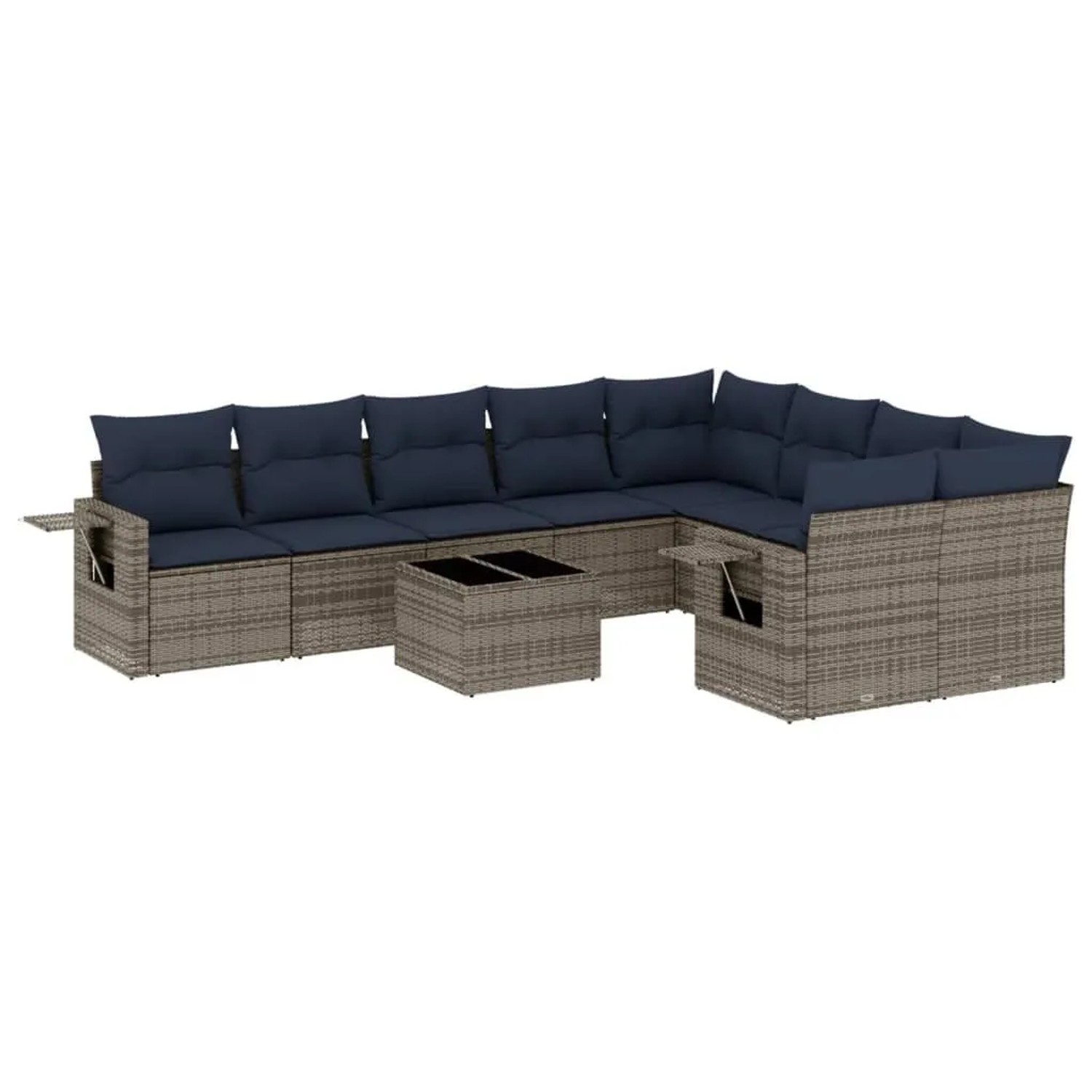 vidaXL 10-Tlg Gartensofa-Set mit Kissen Grau Polyrattan 3220650 günstig online kaufen