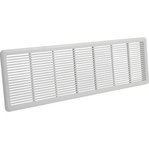 Weißes, eckiges Marley Möbelgitter (220x60 mm) für Lüftung in Möbeln und Schränken.