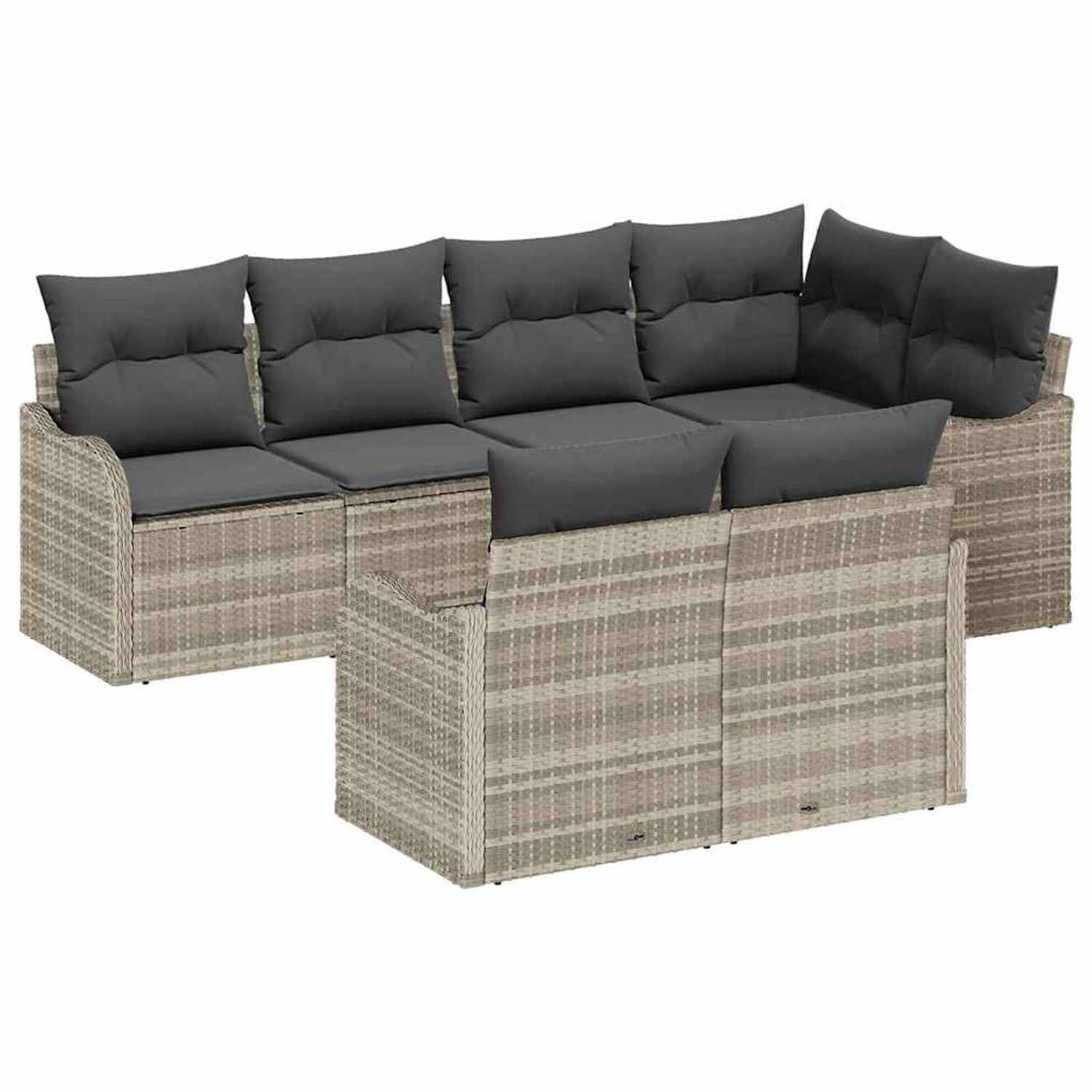 vidaXL Garten-Sofa-Set mit Kissen 7-Tlg Hellgrau Poly Rattan 3354411 günstig online kaufen