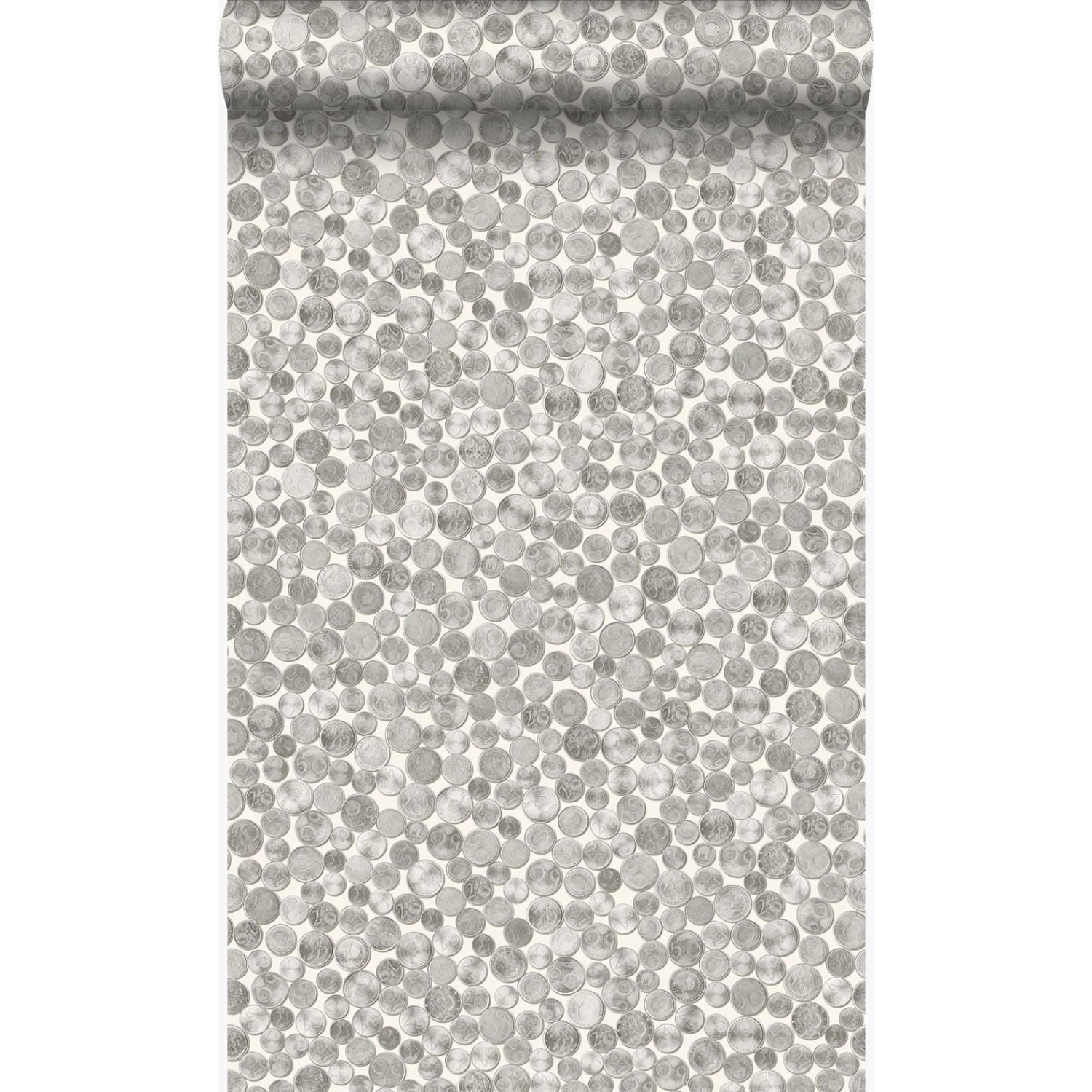 Origin Luxury Wallcoverings Tapete Metallische Münzen Elfenbeinweiß Und Gra günstig online kaufen