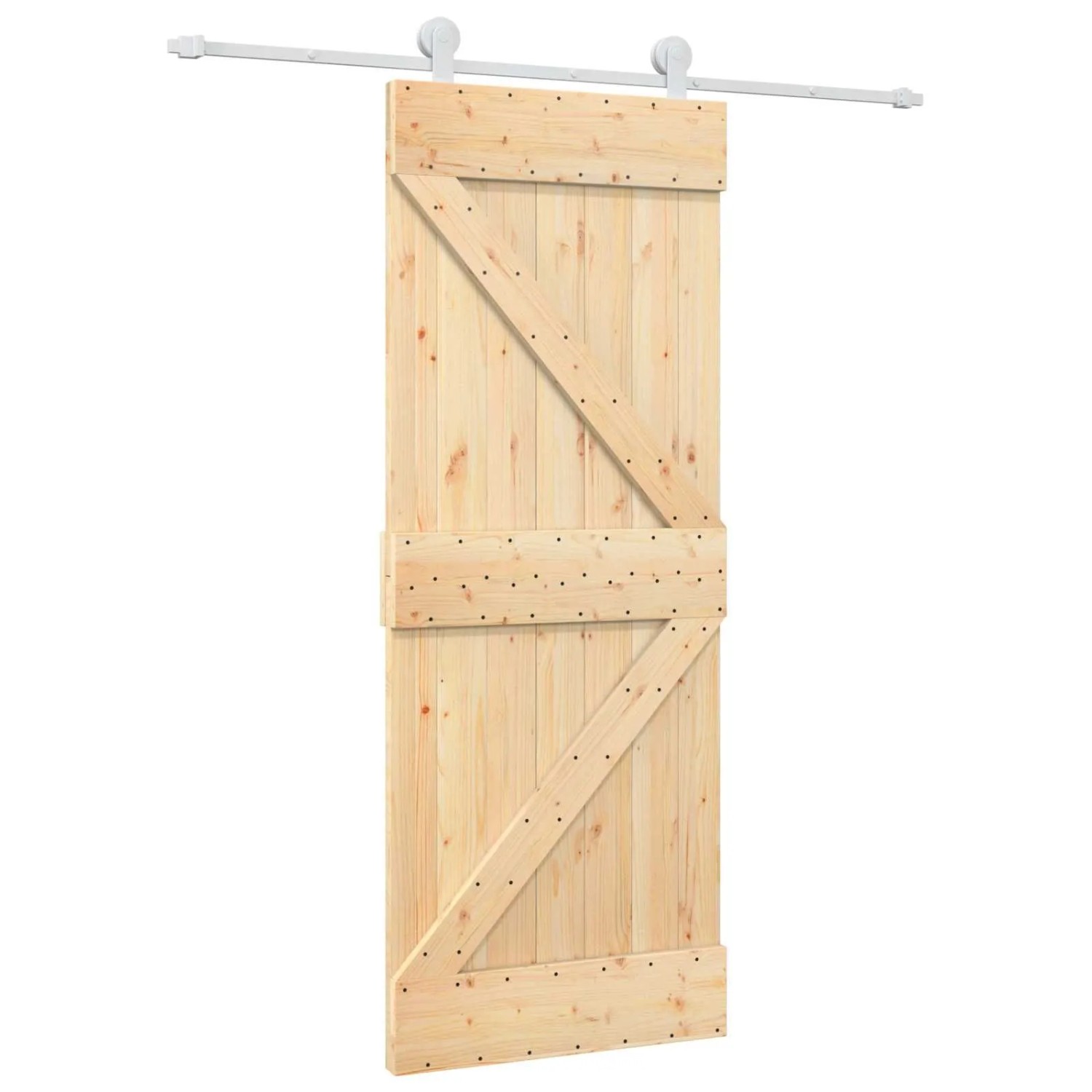 vidaXL Schiebetür Natur und Weiß 80 x 210 cm Massives Kiefernholz 3445006