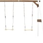 Axi Doppel-Anbauschaukel in Weiß und Braun mit zwei Holzschaukelsitzen.
