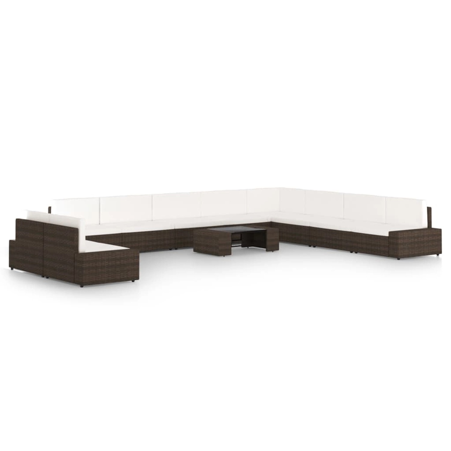 vidaXL 11-Tlg Garten-Lounge-Set mit Kissen Braun Poly Rattan 3067164