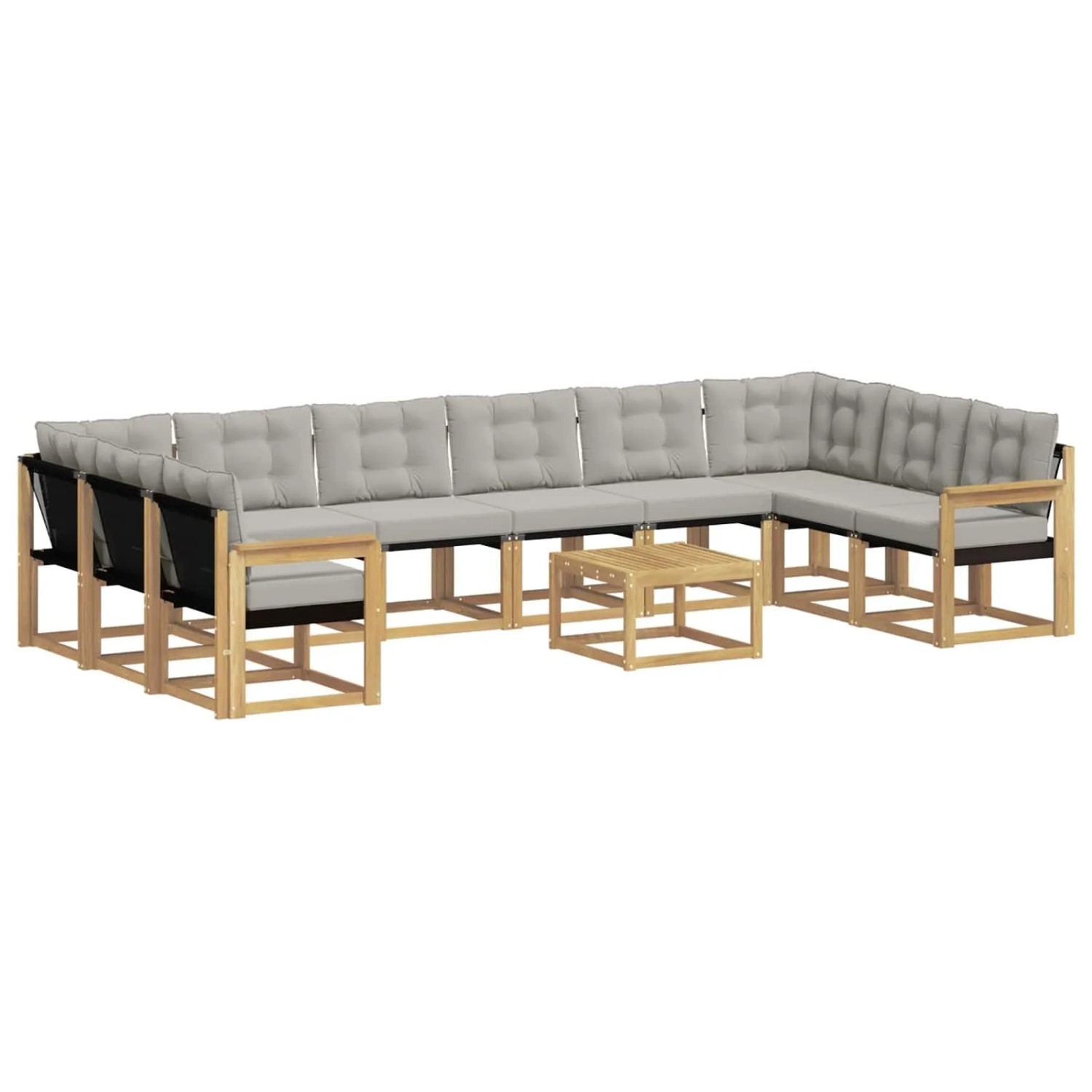 vidaXL Outdoor-Sofagarnitur mit Kissen 11 Stk Weiß und Hellgrau 3389925