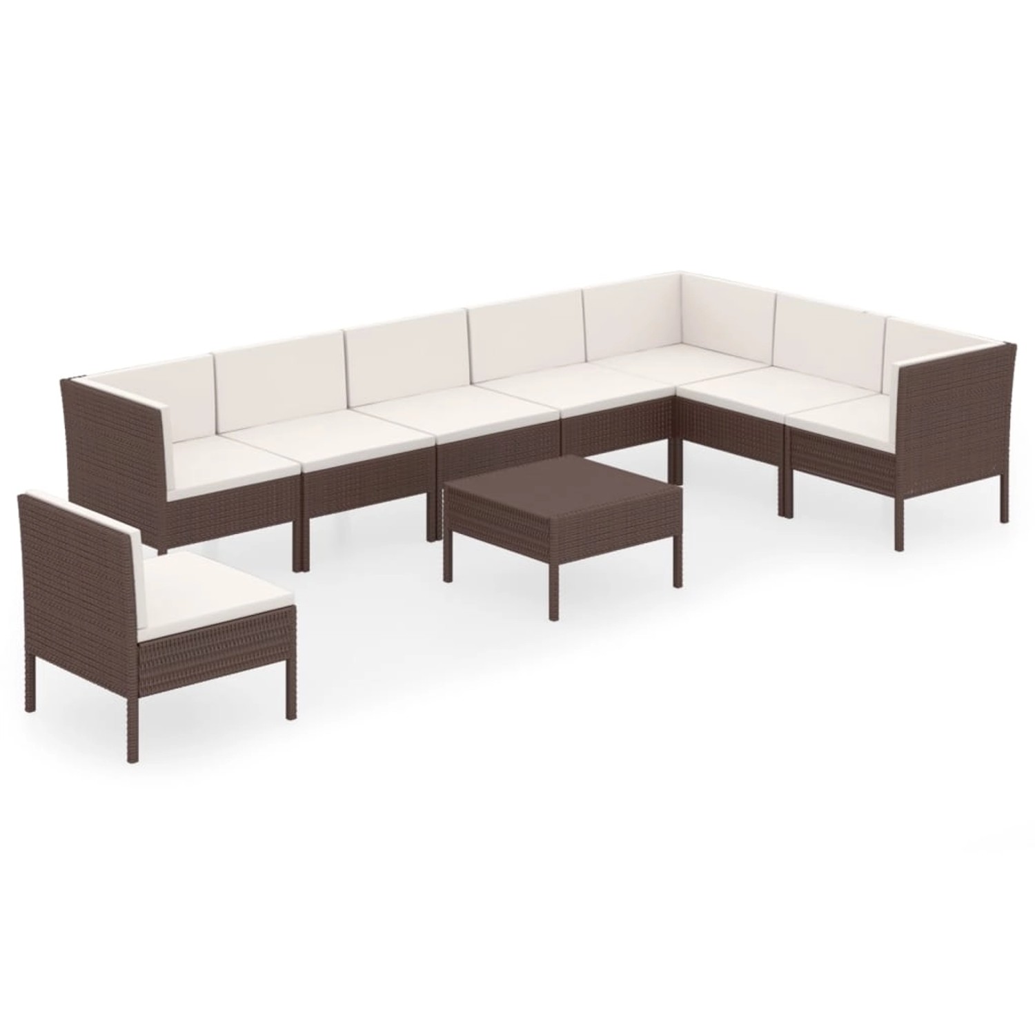 vidaXL 9-tlg Garten-Lounge-Set mit Auflagen Poly Rattan Braun Modell 19