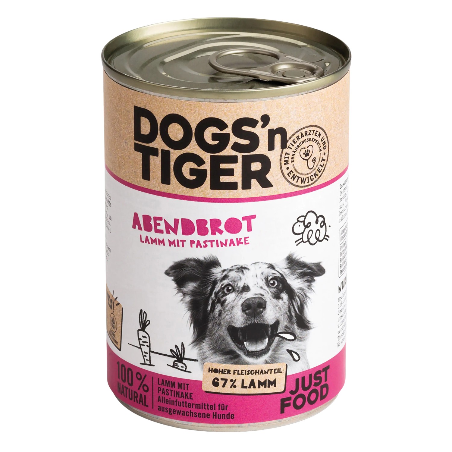 Dogs'n Tiger Hunde-Nassfutter Abendbrot Lamm mit Pastinake 400 g
