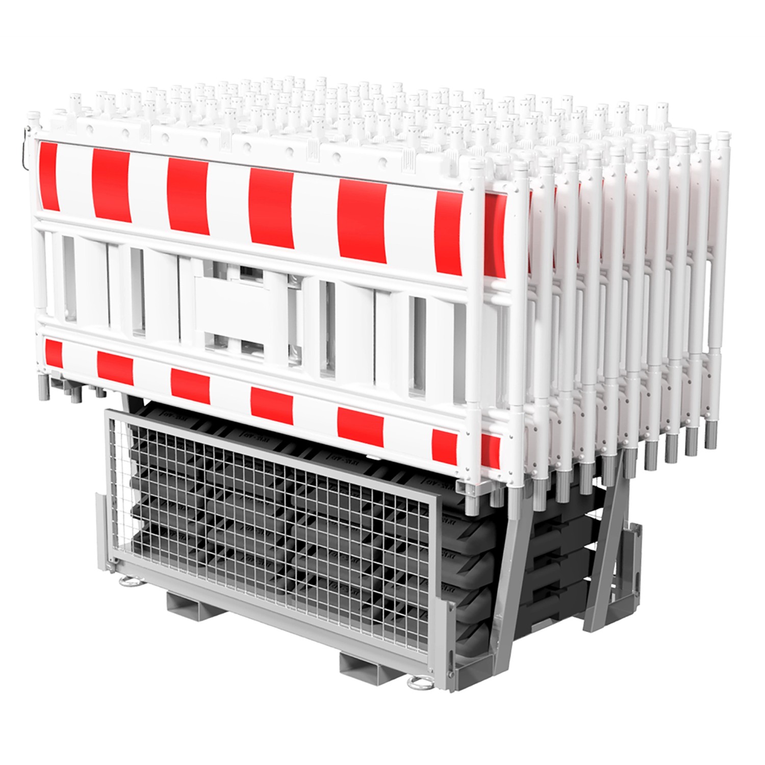 Schake Set-Absperrschranken Palette Ohne Adapter RA1/A Weiß-Rot 20 Stück