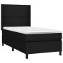Schwarzes vidaXL Boxspringbett (80x200 cm) mit Matratze und Stoffbezug.