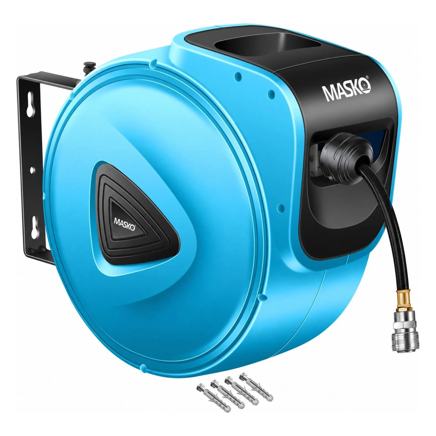 MASKO Automatischer Druckluftschlauch Aufroller Viertelzoll 30 m Blau