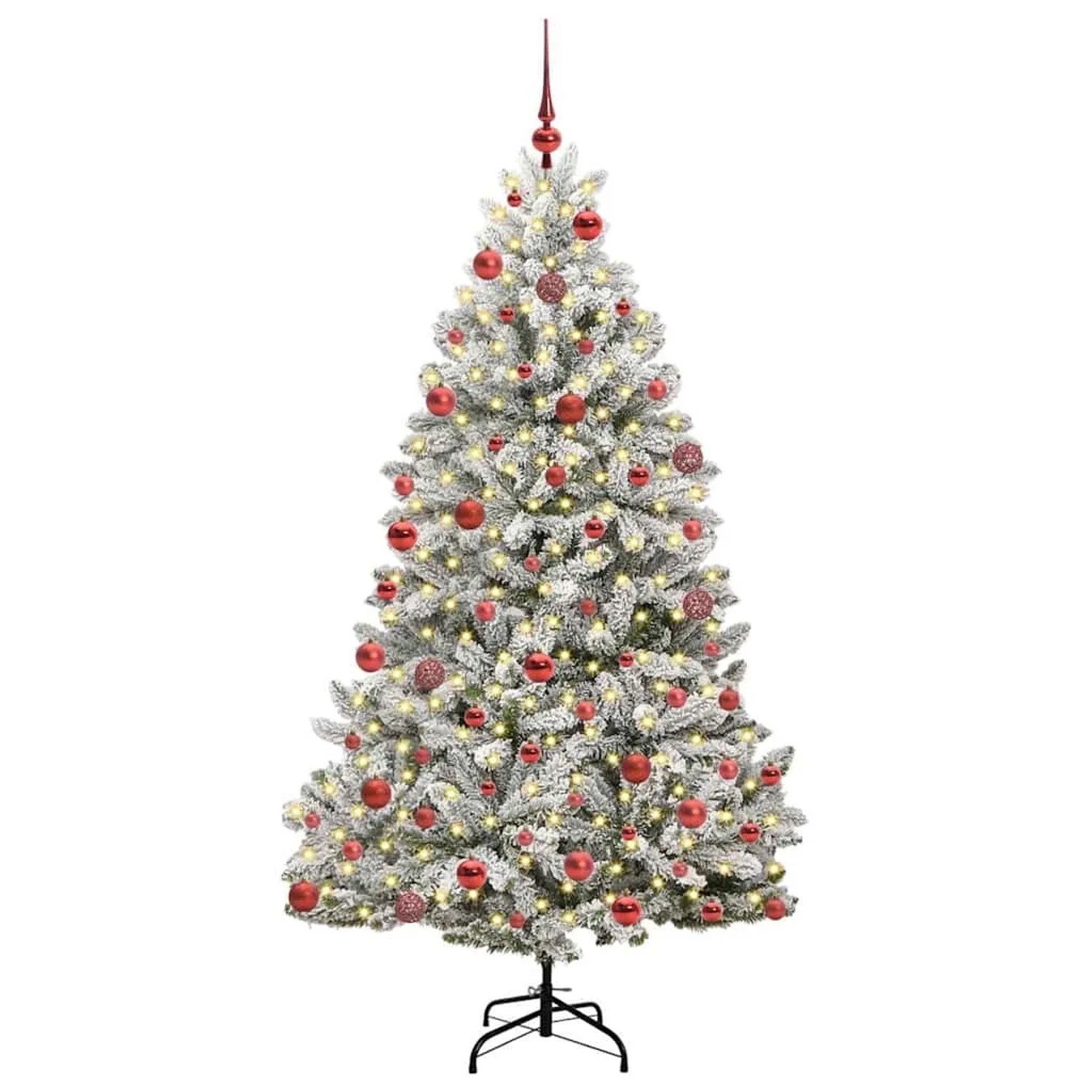 vidaXL Künstlicher Weihnachtsbaum Grün und Weiß 180 cm PVC und Metall 3395748