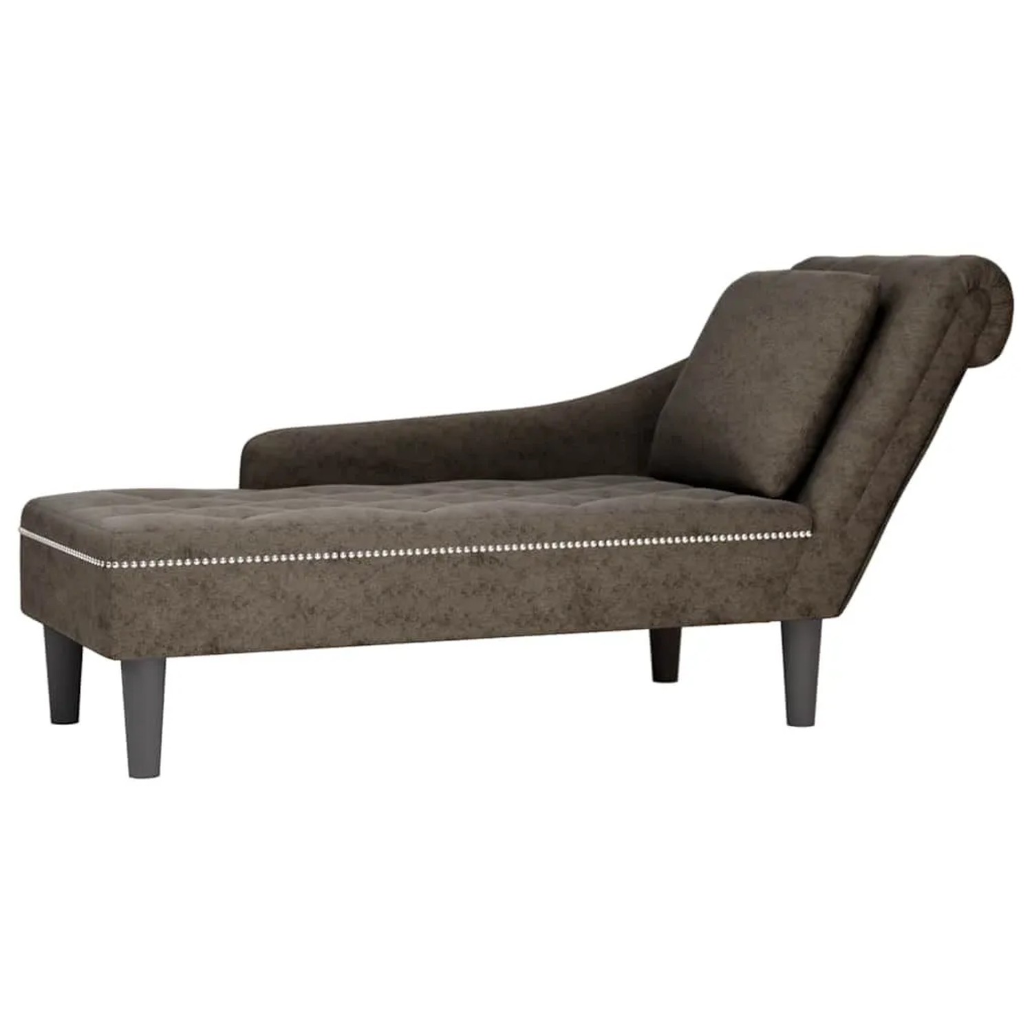 vidaXL Chaiselongue mit Kissen & Rechter Armlehne Grau Kunstleder 4009858