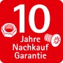 10 Jahre Nachkaufgarantie für Schulte Duschsysteme, Schraube und Mutter auf rotem Grund.