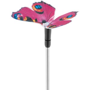 LED-Solarspieß Sagli Pink: Dekorative Solar-Deko mit pinkem Schmetterling für Garten und Balkon.