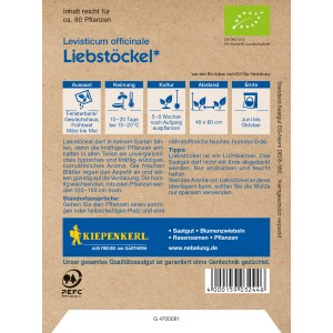 Bio Liebstöckel Verino Saatgut von Kiepenkerl Profi-Line. Mehrjähriges Küchenkraut für hohen Ertrag.