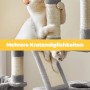 Feandrea Kratzbaum, 206 cm, hellgrau, mit Katzen beim Klettern und Kratzen.