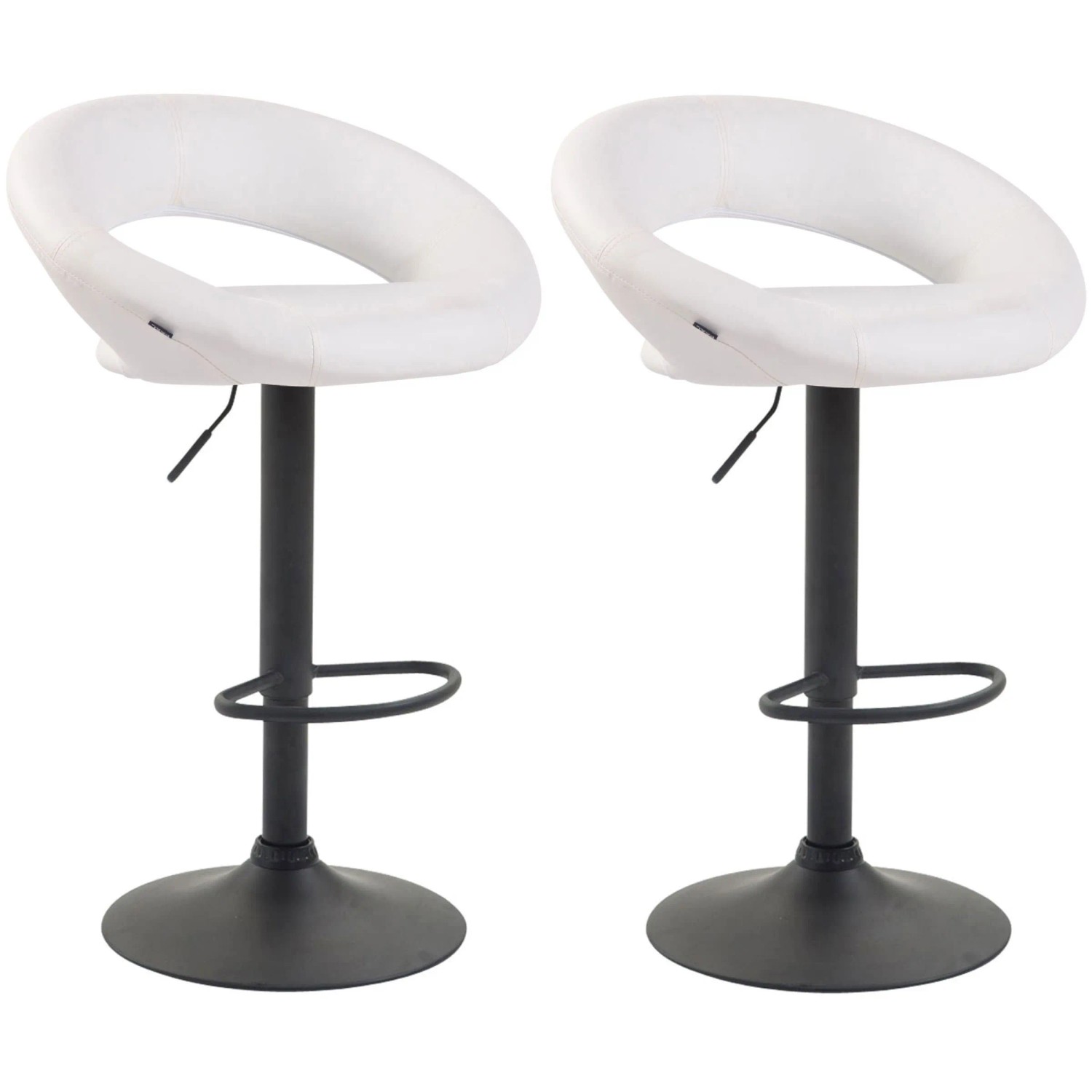 DELUKE 2er Set Barhocker MEKIM Kunstleder Weiß 53x47x80cm Schwarz Barstuhl Höhenverstellbar Mit Lehne Drehbar Tresenhock...